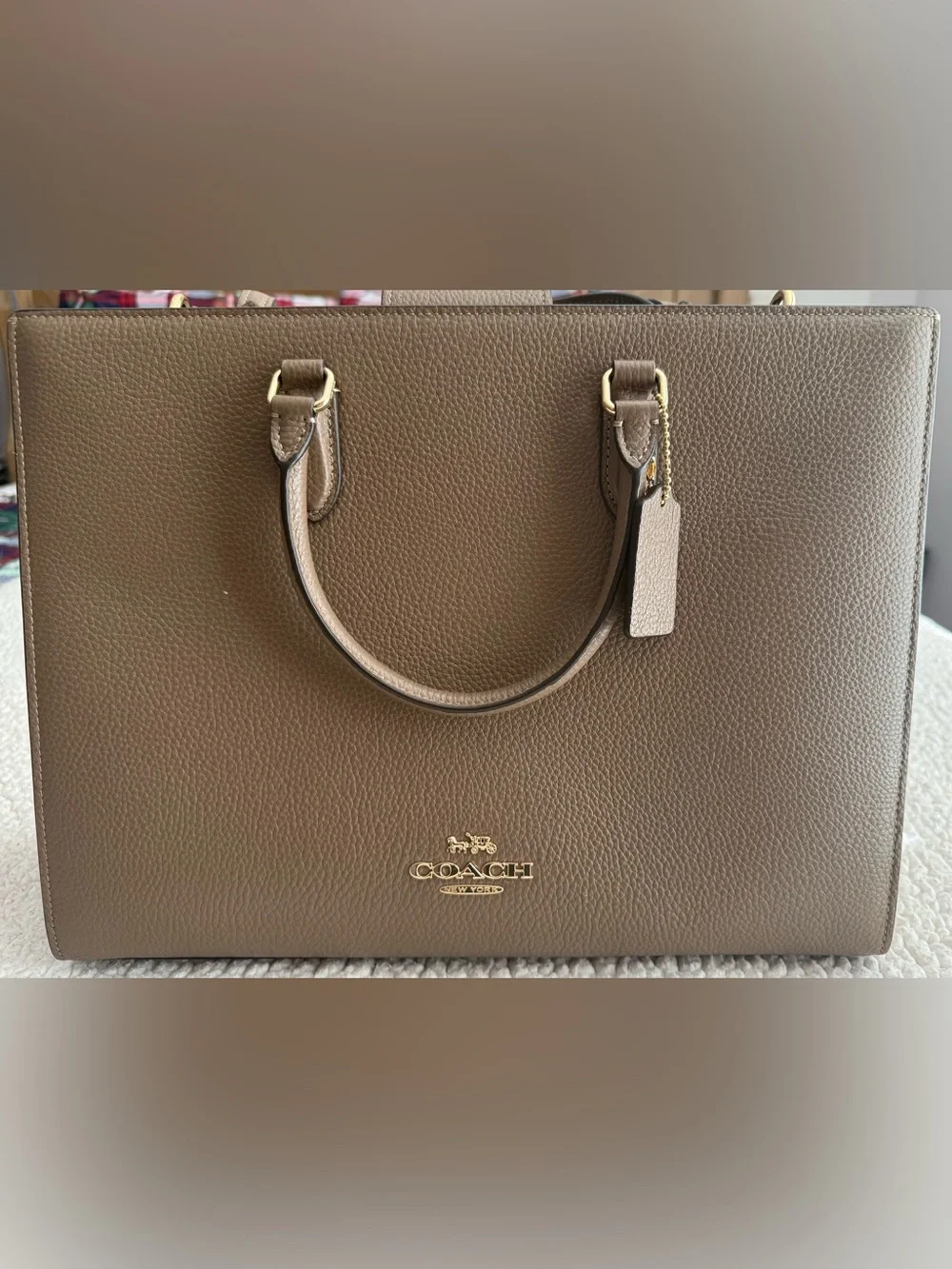 Coach Maggie tote  Leather Structured Satchel with Gold Hardware